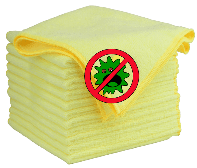 Microfiber Cleaning Cloth - 16" x 16" Yellow, 12/pack [Antimicrobial]